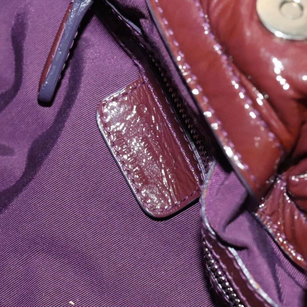 Christian Dior Canage Chain Tote Bag Patent leather Purple Silver Auth 128741 - Picture 10 of 16